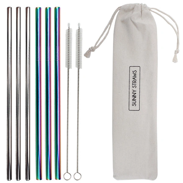 Shimmer & Sip Rainbow Straw Set with Cleaning Brushes