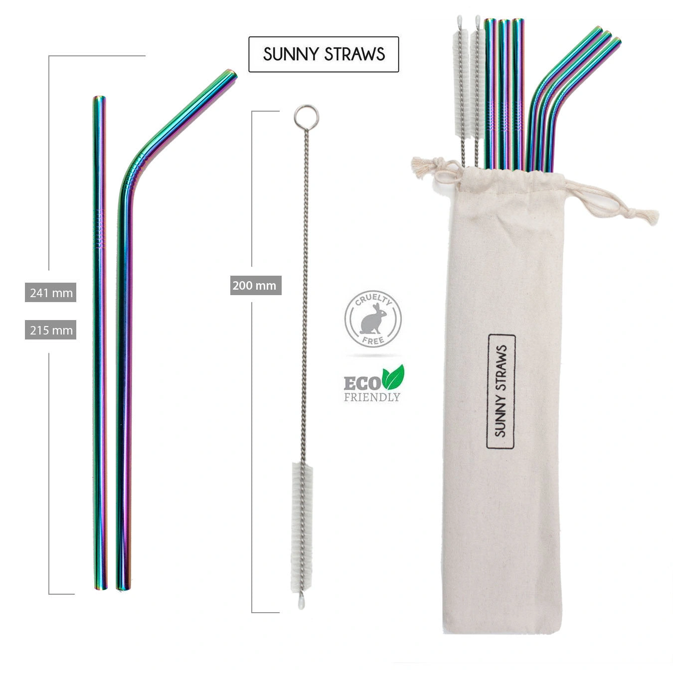 Colorful Rainbow Straws & Brushes – Perfect Party Set (6+2)!